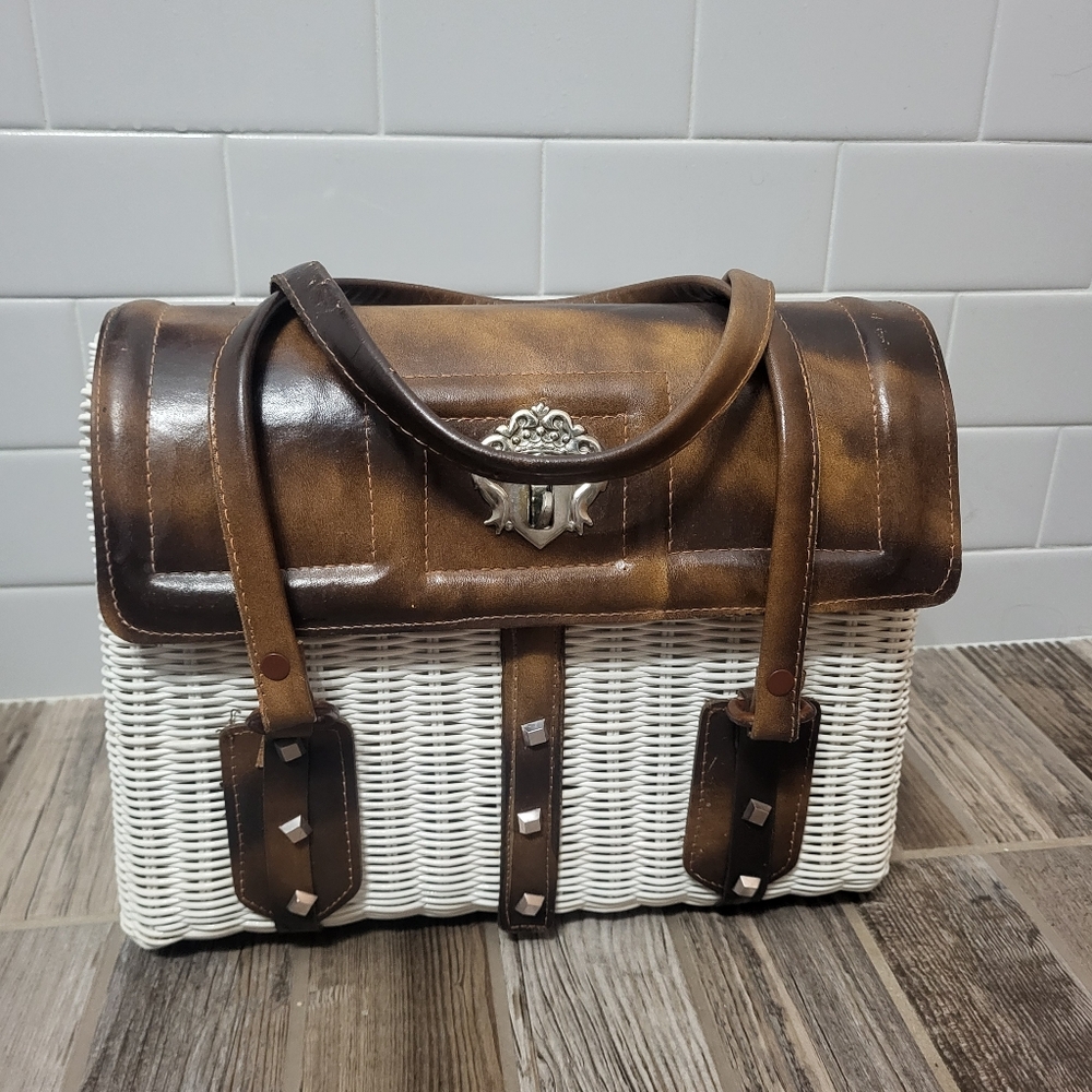 Vintage Wicker & Leather Purse